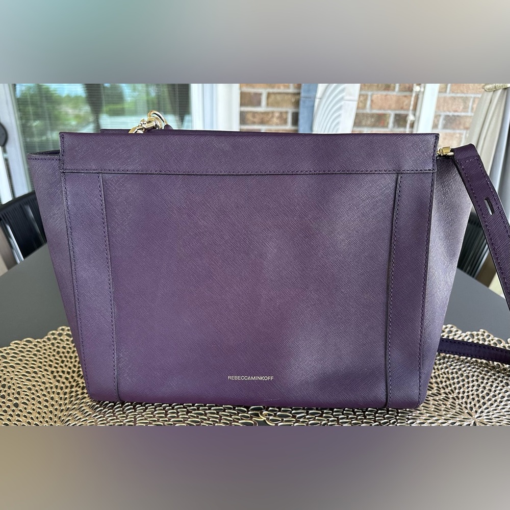 Rebecca Minkoff Purple Leather Small Monroe Crossbody Tote